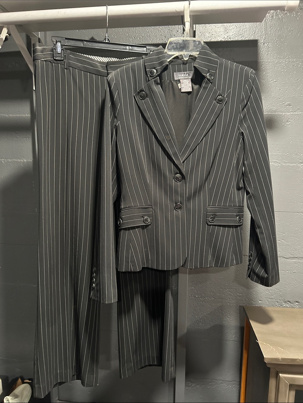 George Black Pinstripe Women's Suit Jacket and Pants